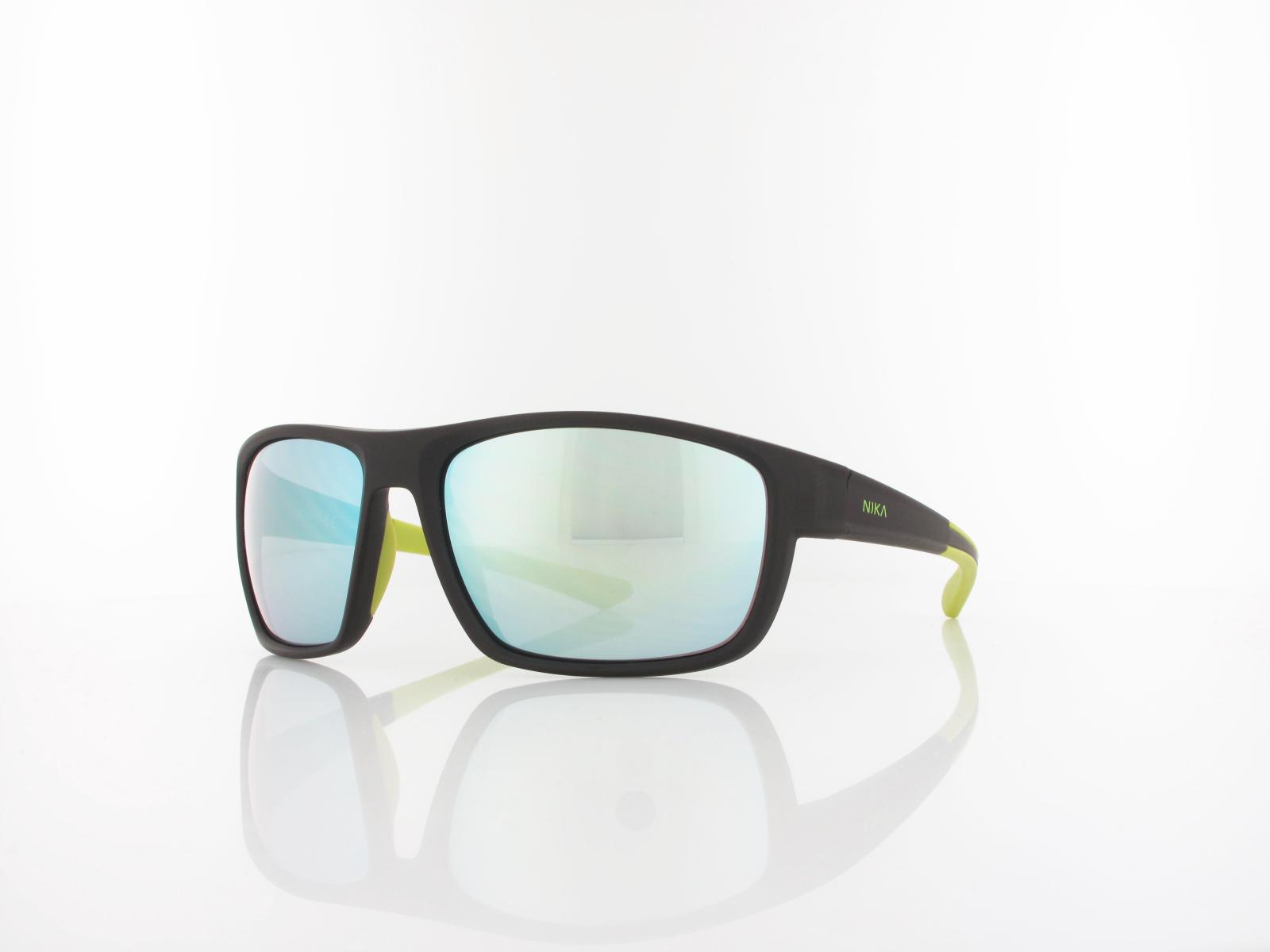 Brilando | Premium Sport M2520 58 |schwarz matt gelbgr&uuml;n / grau gelb-silber verspiegelt