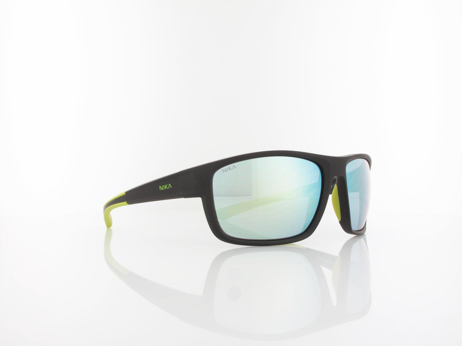 Brilando | Premium Sport M2520 58 |schwarz matt gelbgr&uuml;n / grau gelb-silber verspiegelt
