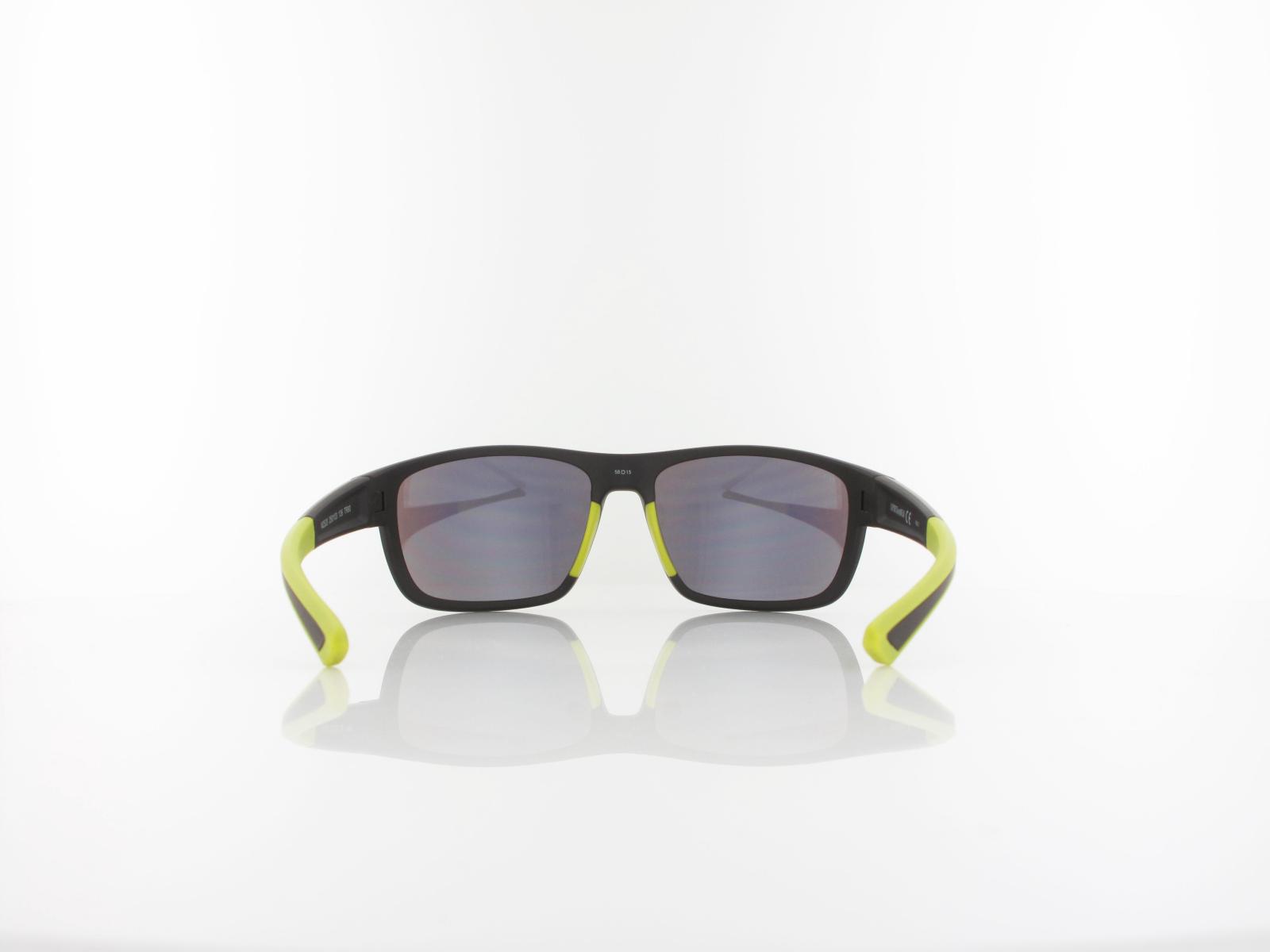 Brilando | Premium Sport M2520 58 |schwarz matt gelbgr&uuml;n / grau gelb-silber verspiegelt
