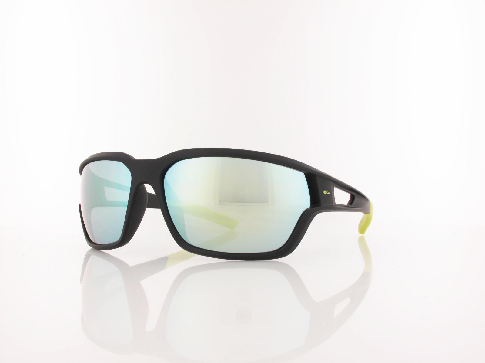 Brilando | Premium Sport M2650 67 | schwarz matt gelbgr&uuml;n / braun 85%  gelb silber verspiegelung