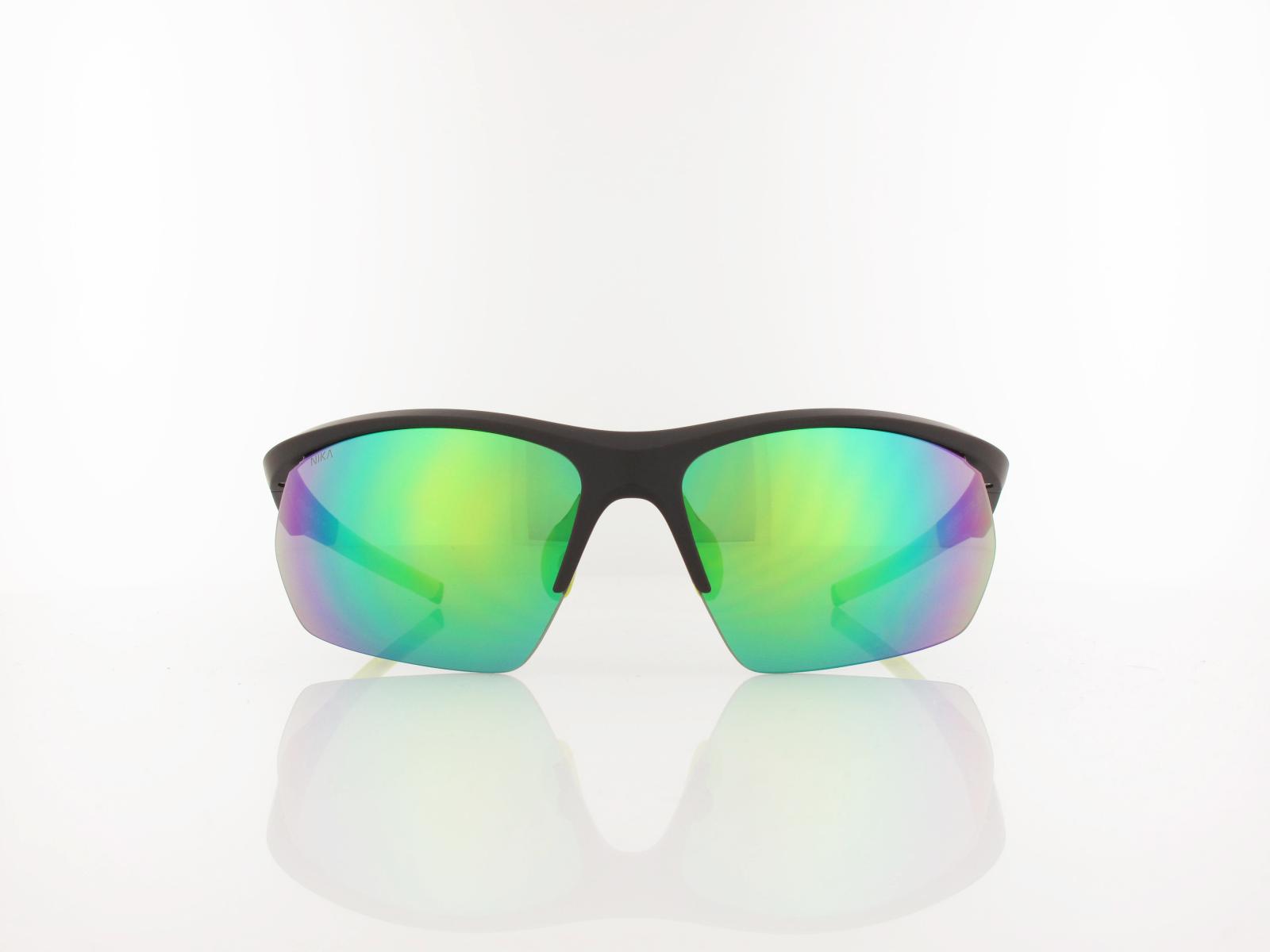 Brilando | Premium Sport M2680 70 | schwarz matt gelbgr&uuml;n / grau 85%  gr&uuml;n verspiegelung