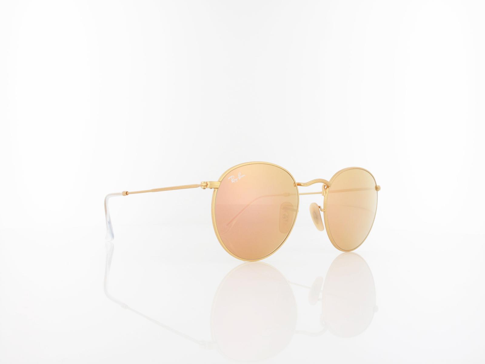 Ray Ban | Round Metal RB3447 112/Z2 50 | matte gold / brown mirror pink