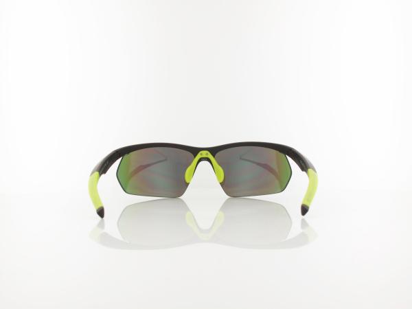 Brilando | Premium Sport M2680 70 | schwarz matt gelbgr&uuml;n / grau 85%  gr&uuml;n verspiegelung