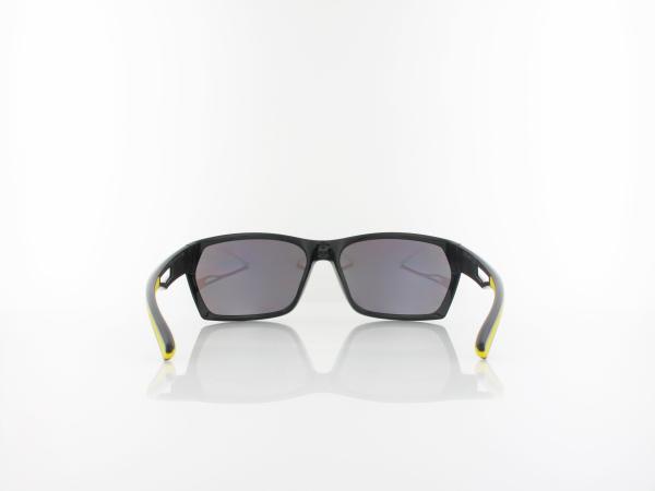 Brilando | Premium Sport M2460 63 | schwarz gl&auml;nzend gelb / grau gelb silber verspiegelt