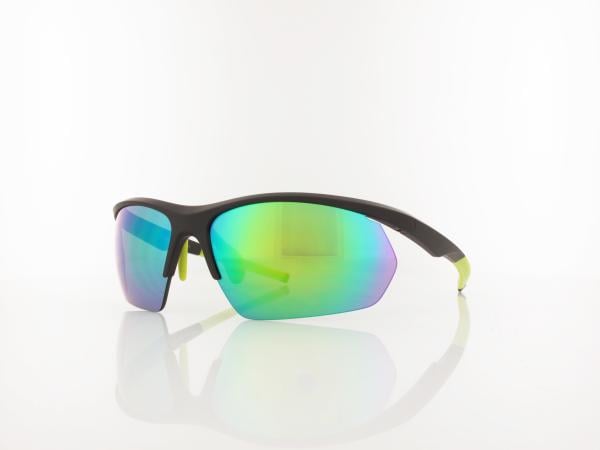 Brilando | Premium Sport M2680 70 | schwarz matt gelbgr&uuml;n / grau 85%  gr&uuml;n verspiegelung