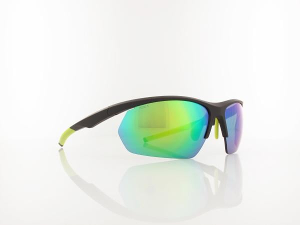 Brilando | Premium Sport M2680 70 | schwarz matt gelbgr&uuml;n / grau 85%  gr&uuml;n verspiegelung
