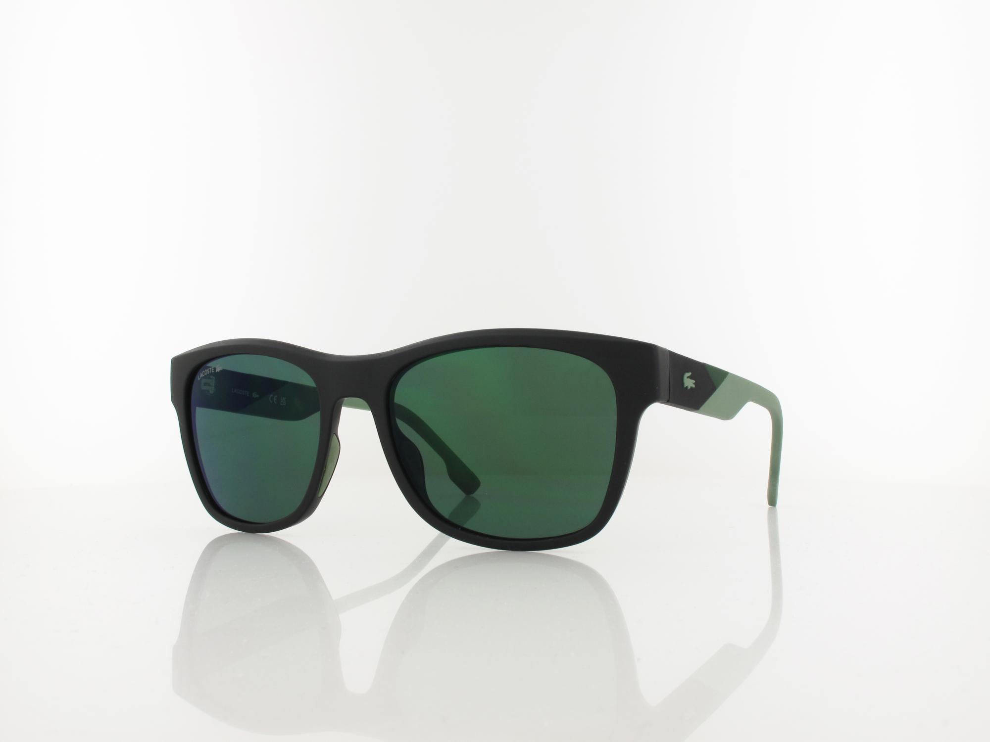 Lacoste L6043S 002 56 matte black green mirror / green